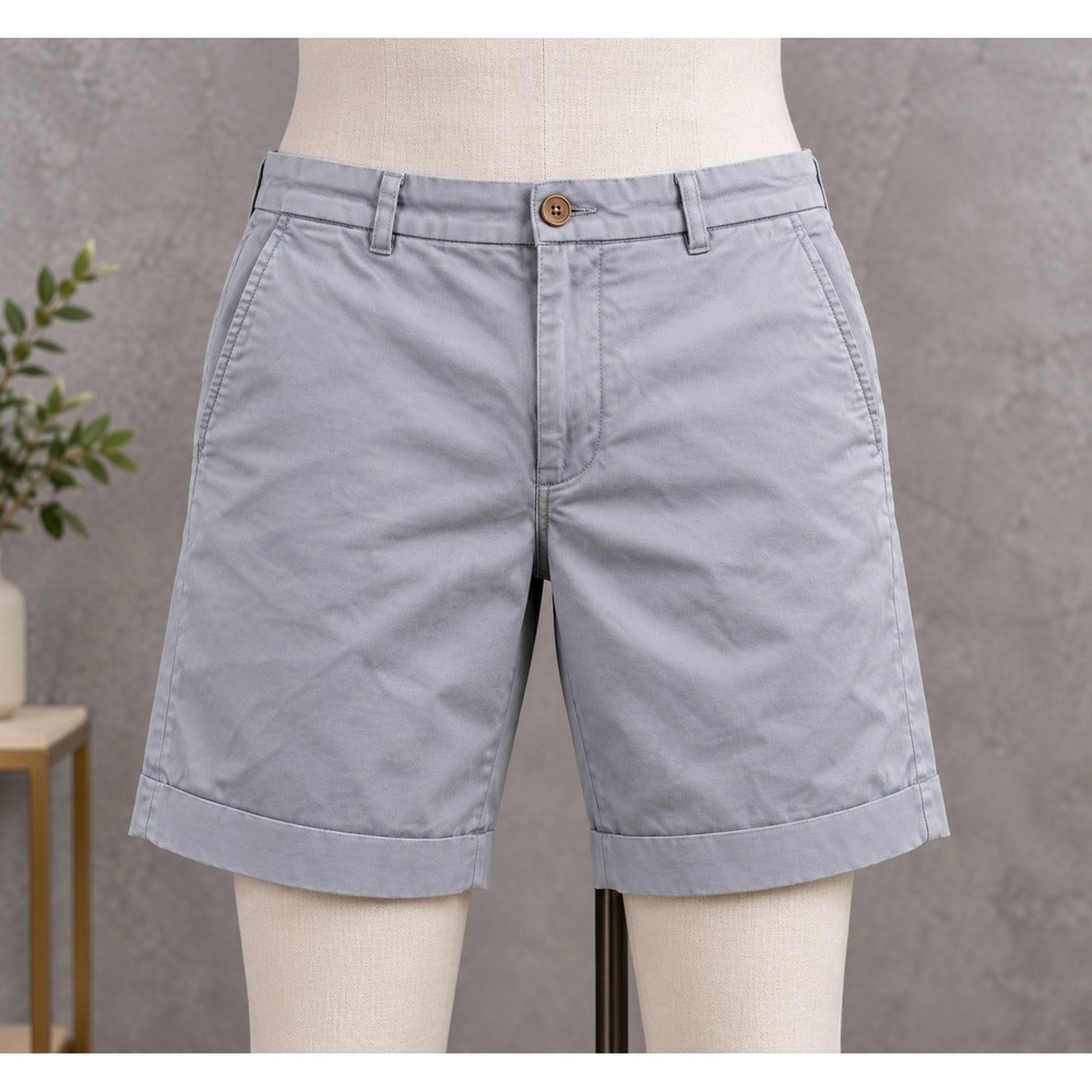 Brooks Brothers Chino Shorts Mens W30 Blue Cotton Stretch Cuffed Casual